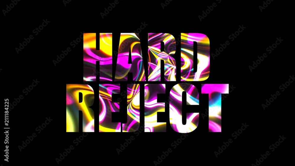 Aufkleber letters of bright shiny hard reject text, 3d rendering background, computer generating