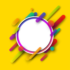 Yellow round background with geometric pattern.