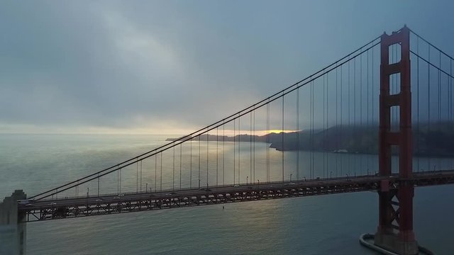 Reflective Water Aerial of Golden Gate Bridge