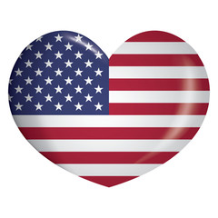 Illustration heart icon with USA flag. Ideal for catalogs of institutional materials and geography