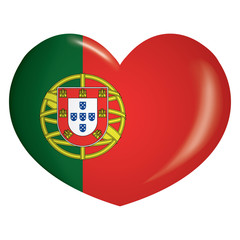 Obraz premium Illustration heart icon with flag of Portugal. Ideal for catalogs of institutional materials and geography