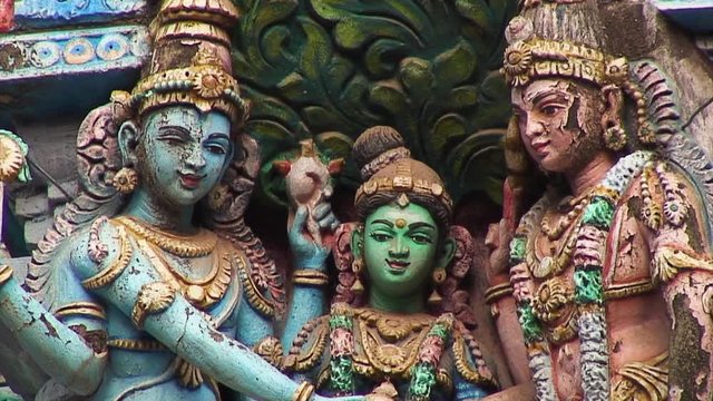 Colorful Statues of a temple in Madurai, India