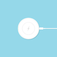 White wireless charger for mobile phone. Vector illustration in 