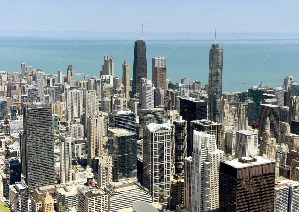 Wall mural chicago cityscape top view, usa