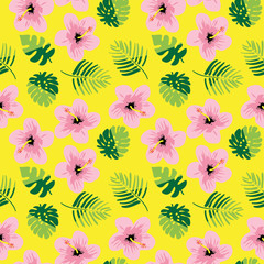 Summer seamless pattern with florals