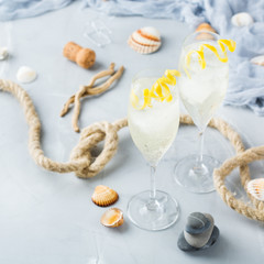 Alcohol drink champagne cocktail for summer days