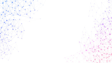 White global communication background with colorful network.