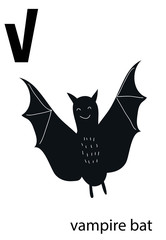 Cute vector zoo alphabet poster with cartoon animals. Set of kids abc poster in scandinavian style