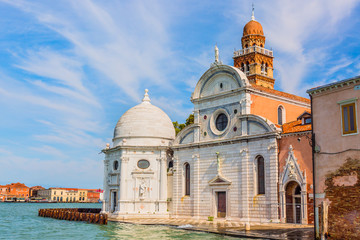San Michele church on a venetian island. Cemetery in Venice, Italy.