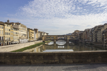 Day view of historic Ponte Vecchio bridge in Florence, Italy