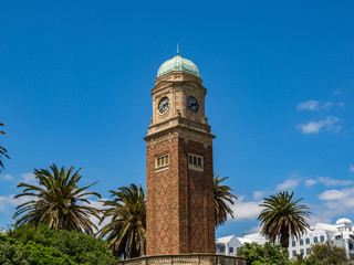 Clock Tower Against a Blue Sky in Melbourne, Australia