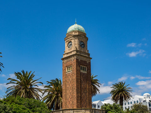 Clock Tower Against a Blue Sky in Melbourne, Australia