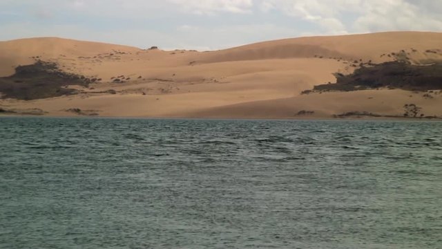Zoom-out of Sand Dunes by around an Inlet