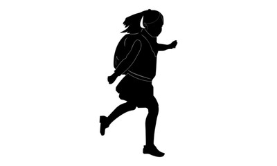 the silhouette of a child running at school.