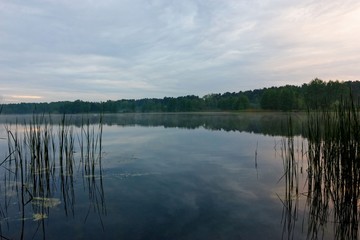 Lake during cloudy day