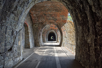 Fototapeta na wymiar Tunnels between Bonassola and Framura - Liguria - Italy