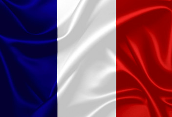 Illustration of France waving fabric flag. 
