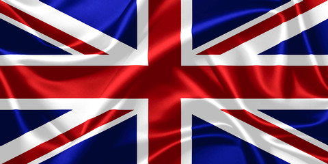 Illustration of the United Kingdom waving fabric flag. 