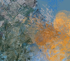 Abstract painting on canvas. Hand made art. Colorful texture. Modern artwork. Strokes of fat paint. Brushstrokes. Contemporary art. Artistic background image.