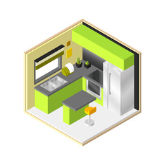 vector isometric kitchen room