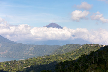 Volcano Agung in the clouds