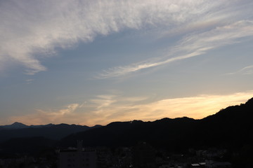 夏の夕日空