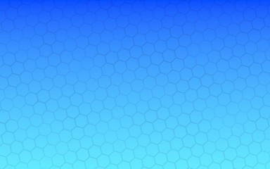 Translucent honeycomb on a gradient blue sky background. Perspective view on polygon look like honeycomb. Isometric geometry. 3D illustration