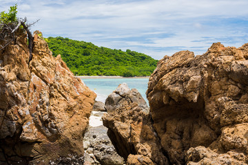 sand beach with blue sea on KohKham .