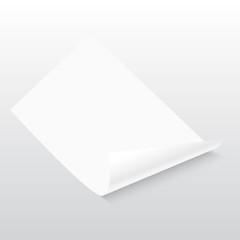 3d Flyer Curved Corner Paper Sheet. Mock up. Vector illustration