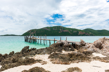 White sand beach with blue sea on KohKham .