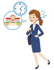 慌てて帰るビジネスウーマン