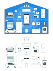 スマート家電 IoTネットワークシステムのベクターイラスト素材