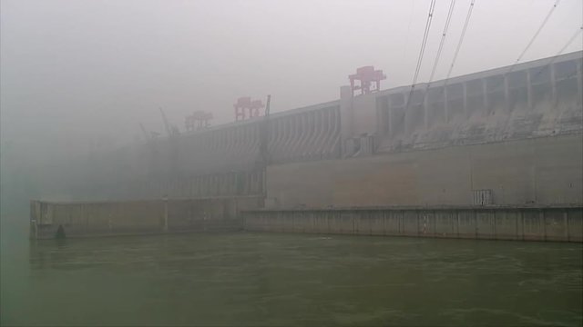 View of Yangtze River Dam Exterior, China