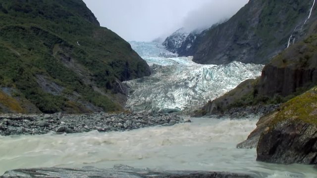 Broad Gushing Glacial Stream of Franz Josef Glacier 