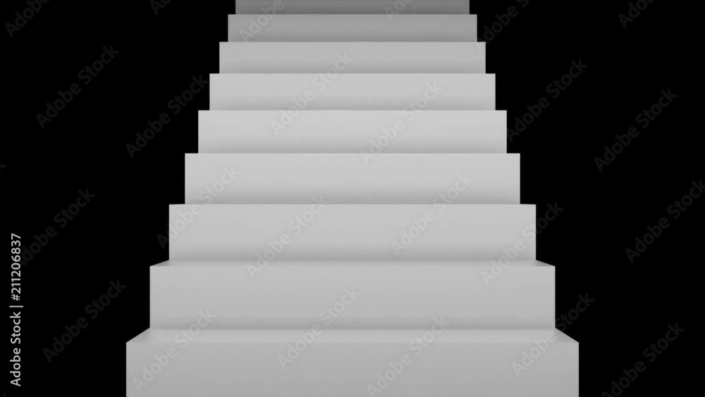 Poster many stairs in space, 3d rendering backdrop with staircases, computer generated background