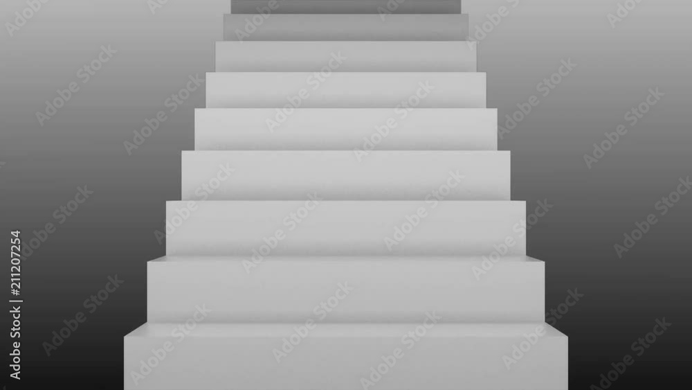 Poster many stairs in space, 3d rendering backdrop with staircases, computer generated background