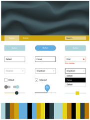 Light Blue, Yellow vector Material Design Kit with liquid shapes.