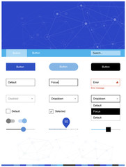 Light BLUE vector web ui kit in polygonal style with circles.