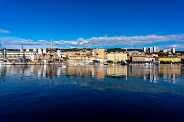 Fototapeta na wymiar Rijeka city skylilne reflection in the water