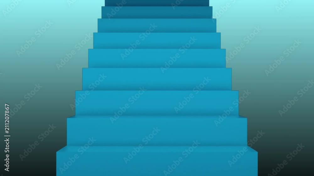 Poster many stairs in space, 3d rendering backdrop with staircases, computer generated background