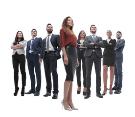 Fototapeta premium happy successful business team isolated on white background