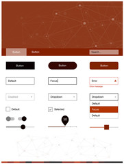 Dark Red vector style guide with triangles, circles.