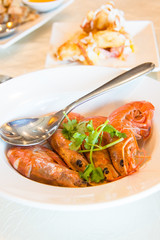 fresh steamed tiger prawns