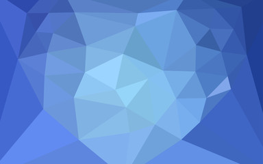 Light BLUE vector shining triangular layout with a heart in a centre.