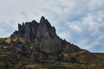 Five fingers mountain. Famous rocky mountain peaks in Azerbaijan 