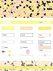 Light Pink, Yellow vector web ui kit with spheres.