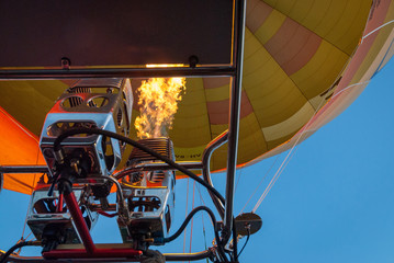 Hot air balloon burner in action