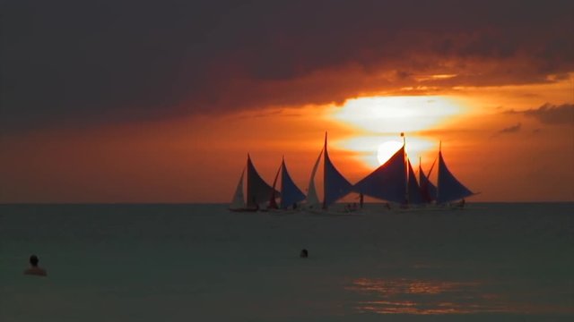 Scenery At Sunset Time Boracay, Philippines
