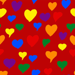 Gay pride rainbow colored pattern with hearts