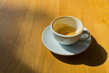 hot coffee cup on table at morning. relax time